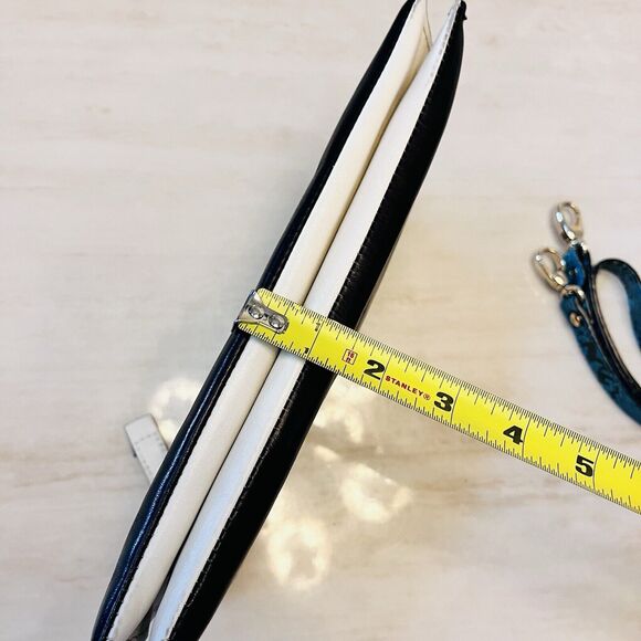 Vintage Francesco Biasia Black Leather Crossbody Bag Blue Python Strap Y2K Italy - Picture 16 of 16